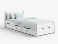 Cama individual con cajones de almacenamiento blanco MDF 200x90x100 cm