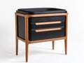 Mesita de Noche con Cajones de MDF y Madera de Nogal Negro/Naranja