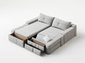 Sof¨¢ Cama Convertible con Almacenaje Tela Poli¨¦ster Gris 220 x 160 cm con Cajones