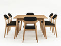 Conjunto de Comedor 7 Piezas Madera Roble/Poli¨¦ster Negro