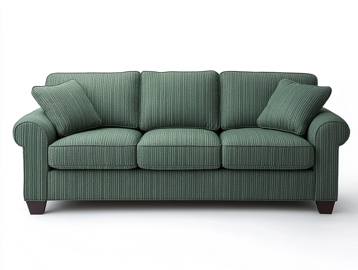 Sof¨¢ de Tres Plazas de Tela Poli¨¦ster Verde con Cojines Desmontables 200x90x85 cm