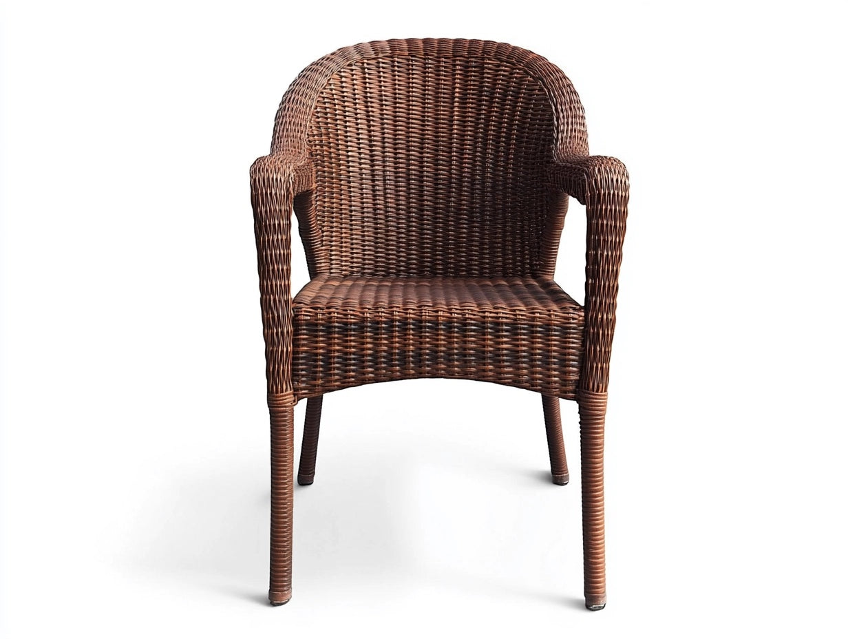 Silla de Exterior de Rat¨¢n Sint¨¦tico Marr¨®n Arco Resistente 60cm x 58cm x 85cm