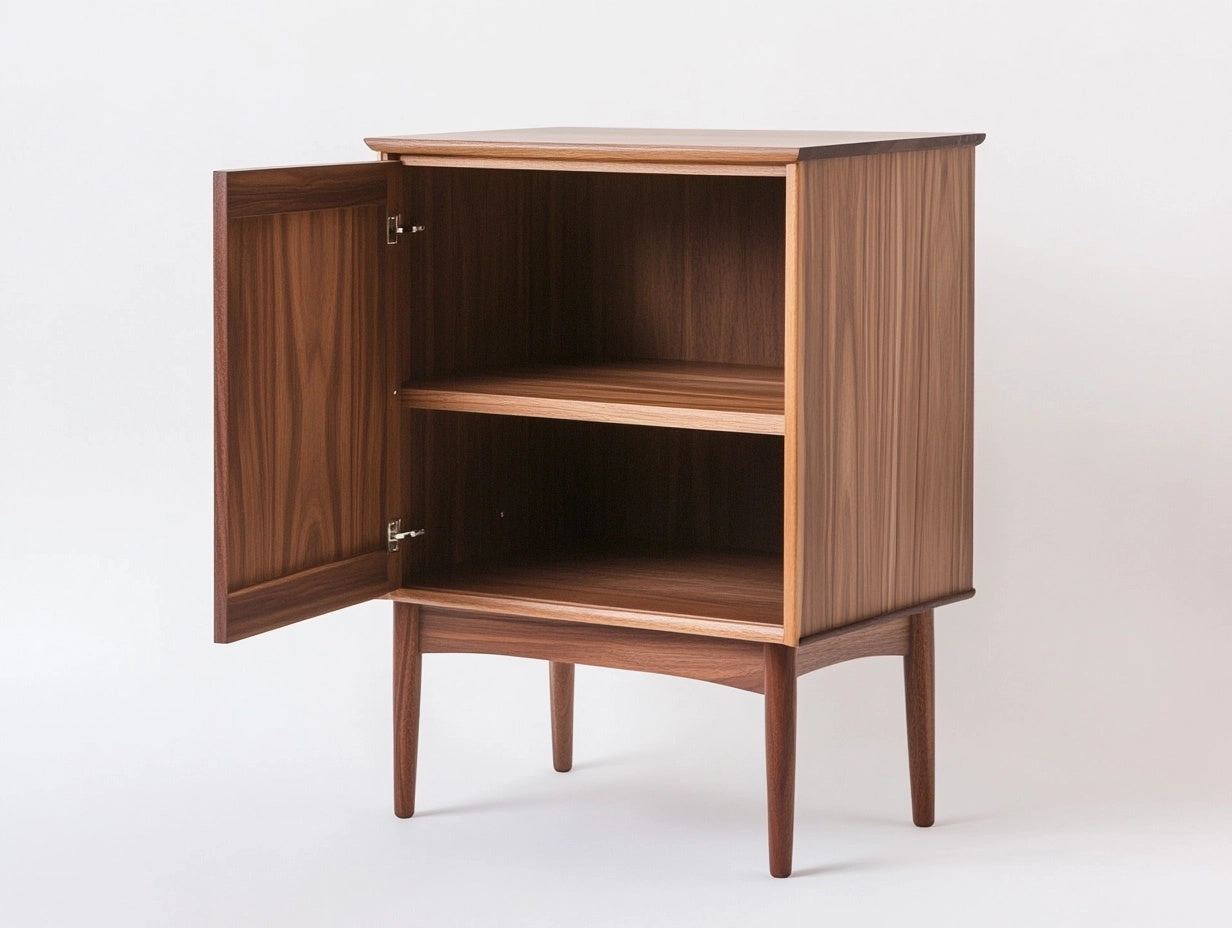 Mesita de noche marr¨®n de una puerta con estante ajustable, 80?cm x 40?cm x 30?cm