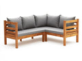 Sof¨¢ Esquinero de Madera de Acacia con Cojines de Poli¨¦ster Gris
