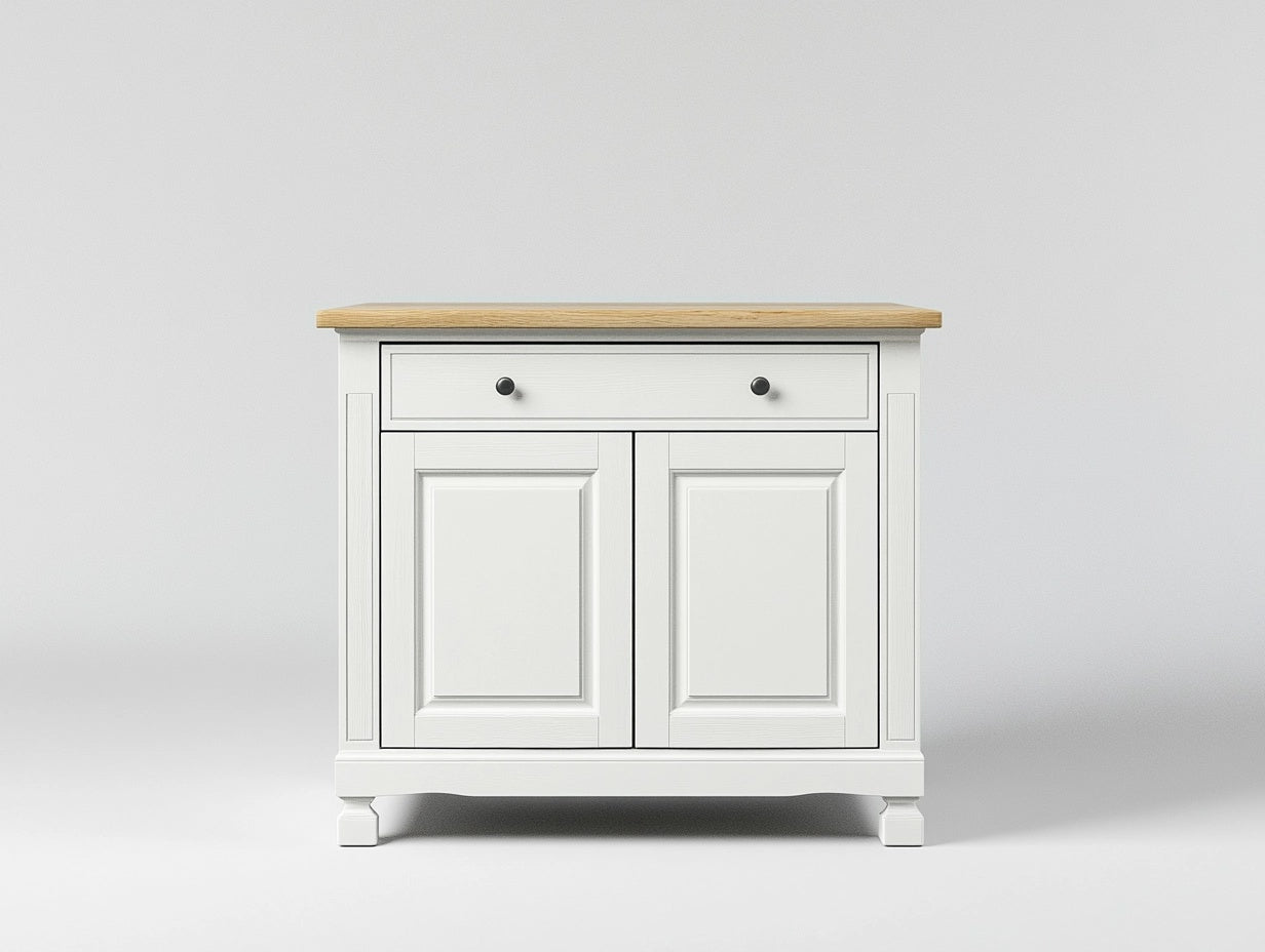 Aparador de cocina con encimera de madera y almacenamiento con puertas y caj¨®n