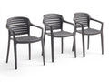 Juego de 3 sillas de jard¨ªn grises de polipropileno