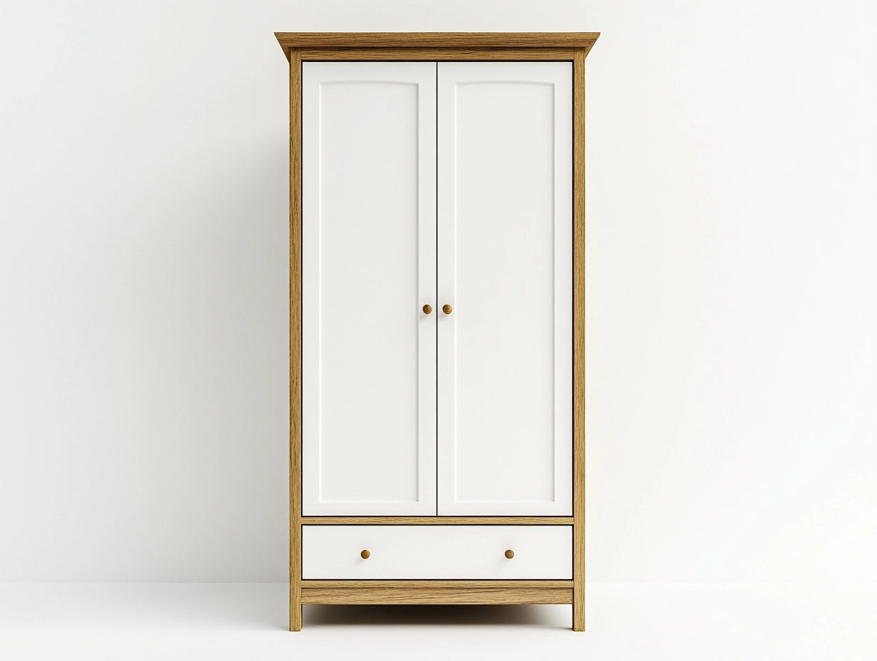 Armario de Madera de Roble y MDF Blanco con Puertas Batientes 180x90x50 cm