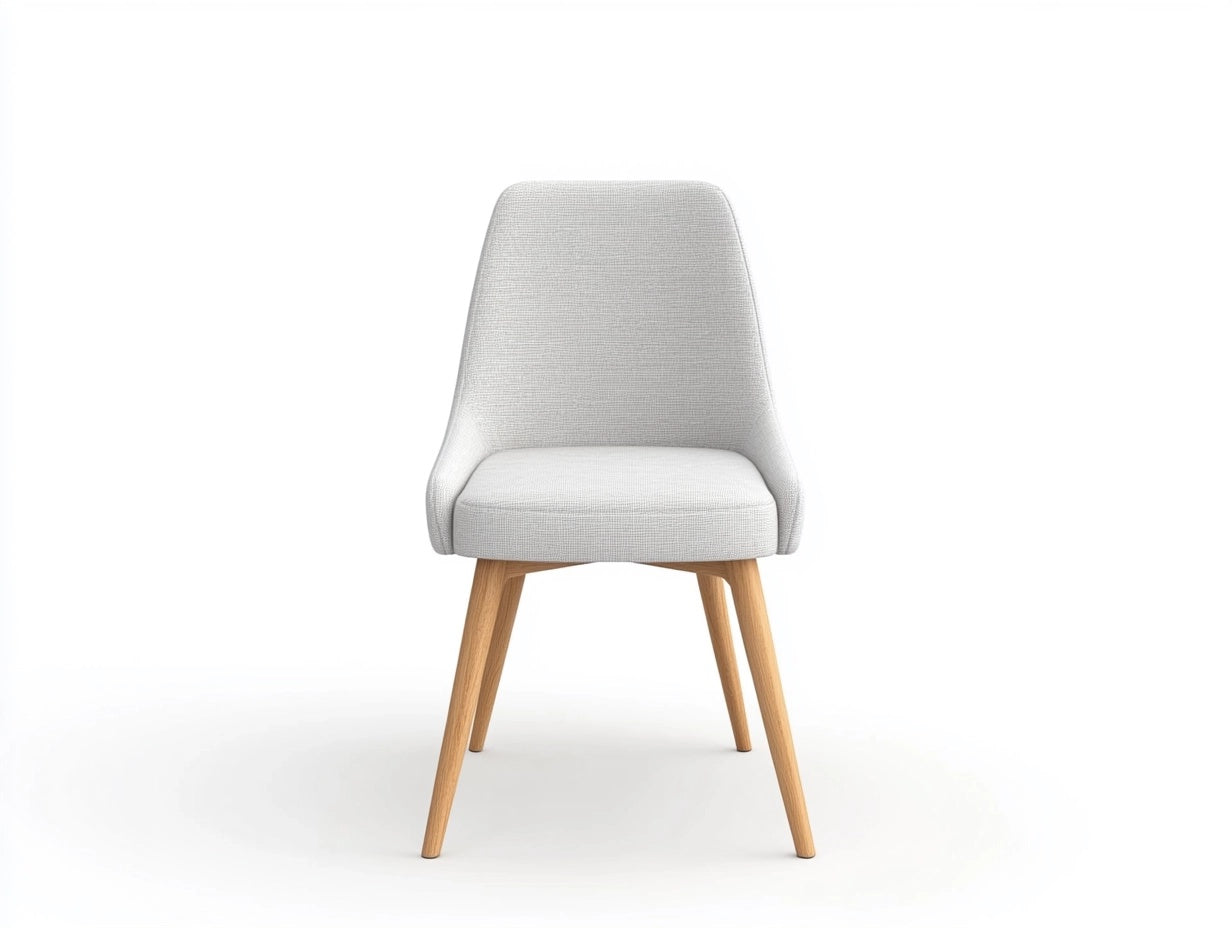 Silla Moderna Gris Claro con Tapizado Poli¨¦ster y Patas de Madera, 45cm de Ancho x 85cm de Alto x 50cm de Profundidad