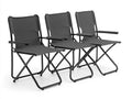 Juego de 3 sillas plegables con estructura de acero y asiento de poli¨¦ster negro