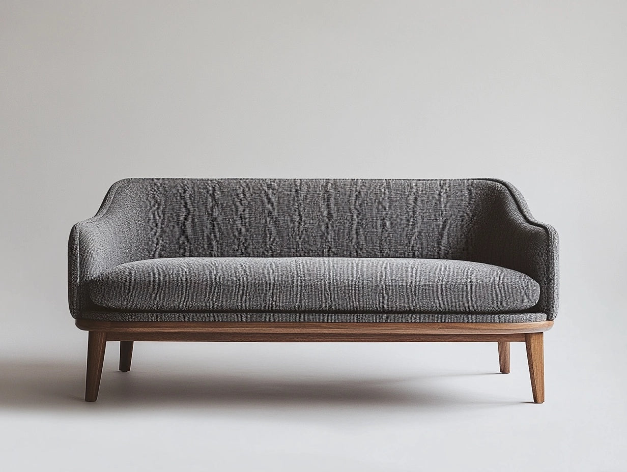 Sof¨¢ de dos plazas moderno con estructura de madera y tela gris 150cm