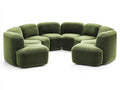 Sof¨¢ modular de 7 piezas en forma semicircular de pana verde musgo 280 cm