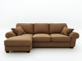 Sof¨¢ Esquinero de Tela Marr¨®n con Chaise Longue y Cojines