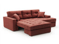 Sof¨¢ cama convertible tela roja con chaise longue y cojines 200x140x90 cm