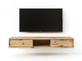 Mueble de TV flotante de madera maciza roble 120x30x25 cm con cajones