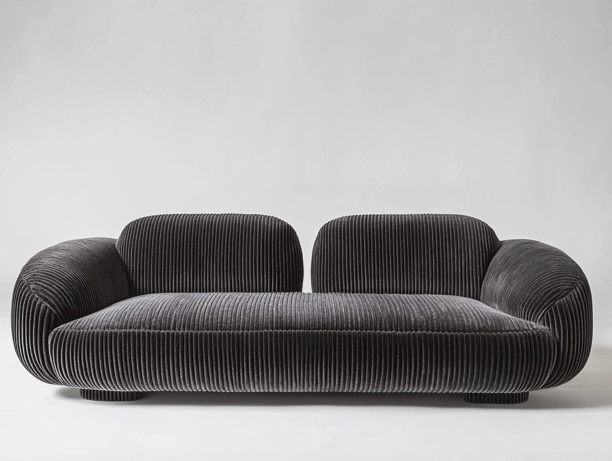 Sof¨¢ de Corderoy Gris Oscuro de 3 Plazas con Estructura Robusta y Asiento Acolchado