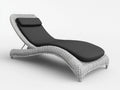 Tumbona de rat¨¢n sint¨¦tico gris con coj¨ªn acolchado negro, dise?o curvado, 195x65x36 cm