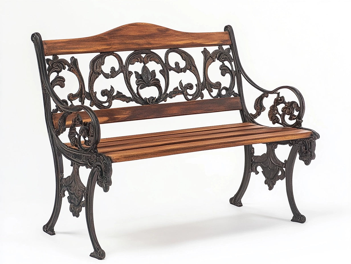 Banco de Jard¨ªn de Hierro Fundido y Madera Marr¨®n Asiento Decorativo