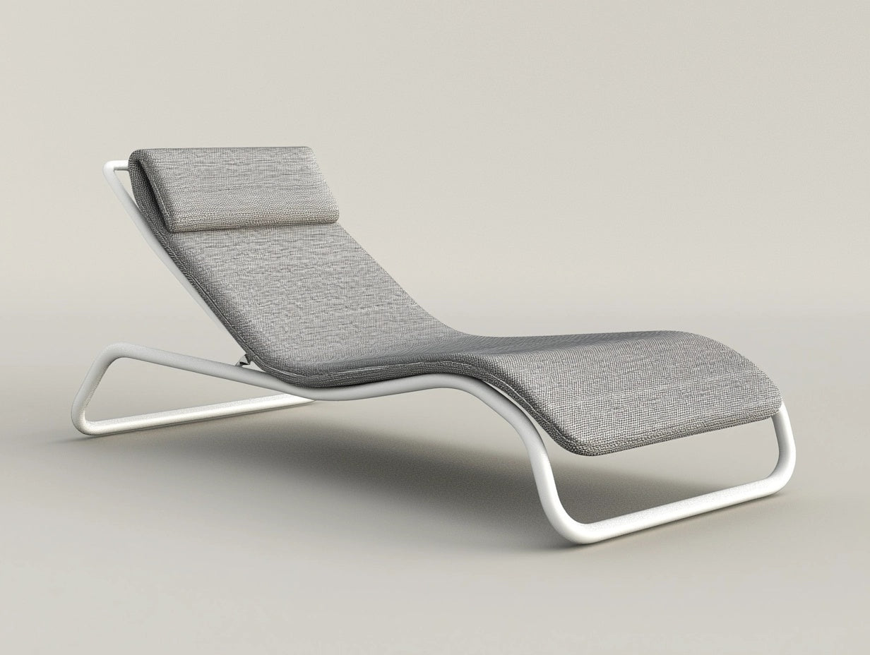 Tumbona de jard¨ªn con estructura de aluminio blanco y coj¨ªn gris de poli¨¦ster 200x80x35 cm