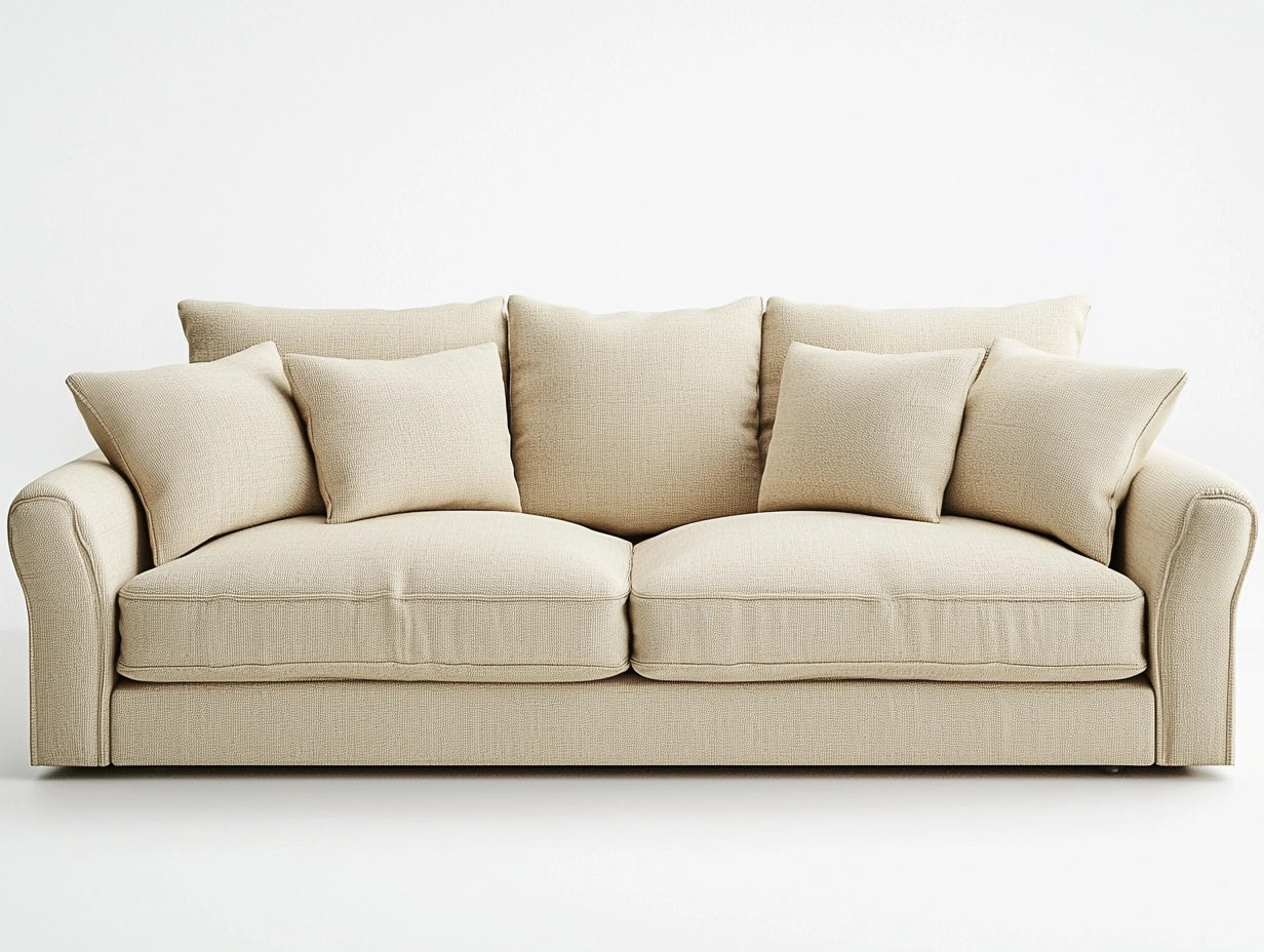 Sof¨¢ de Tres Plazas en Poli¨¦ster Beige Cojines Desmontables