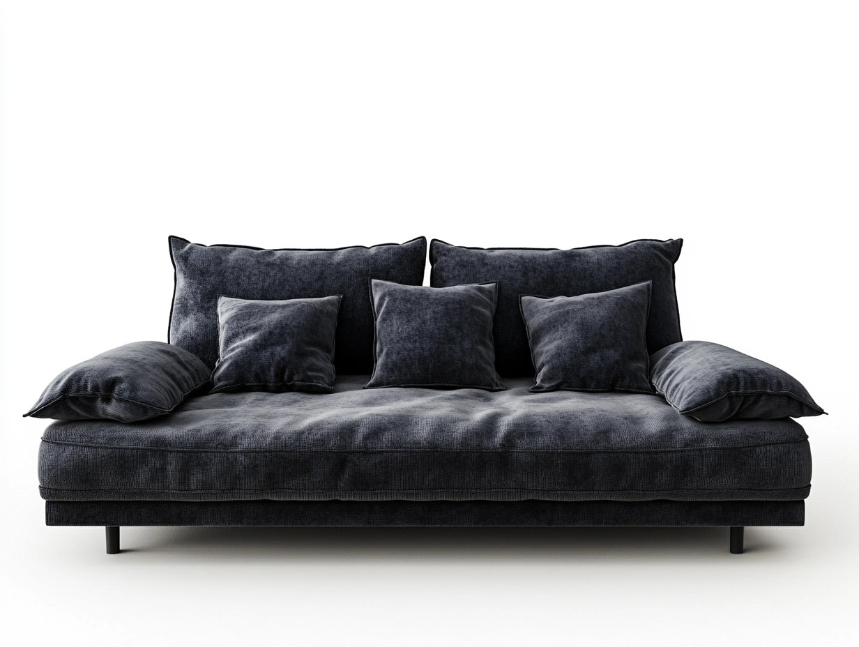 Sof¨¢ de 2 Plazas Tela de Poli¨¦ster Gris Oscuro con Cojines 150 cm x 90 cm x 85 cm