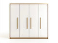 Armario de Madera MDF/Acero Blanco/Dorado de 4 Puertas con Manijas Altas