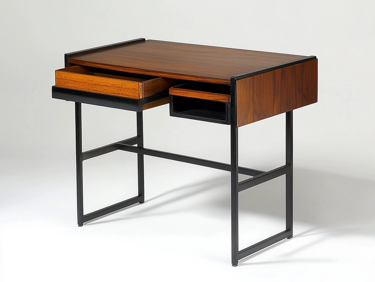 Escritorio de estilo industrial vintage con cajones de madera