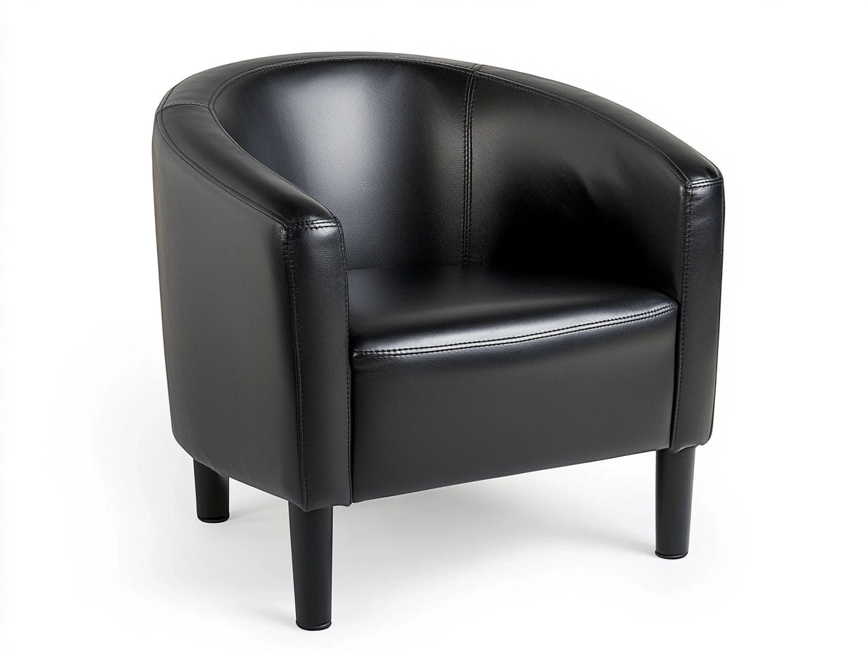 Sill¨®n Individual Redondo de PU Negro 74 cm