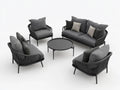 Juego de Asientos para Exterior 5 Piezas con Estructura de Aluminio y Cojines de Tela Gris/Negro