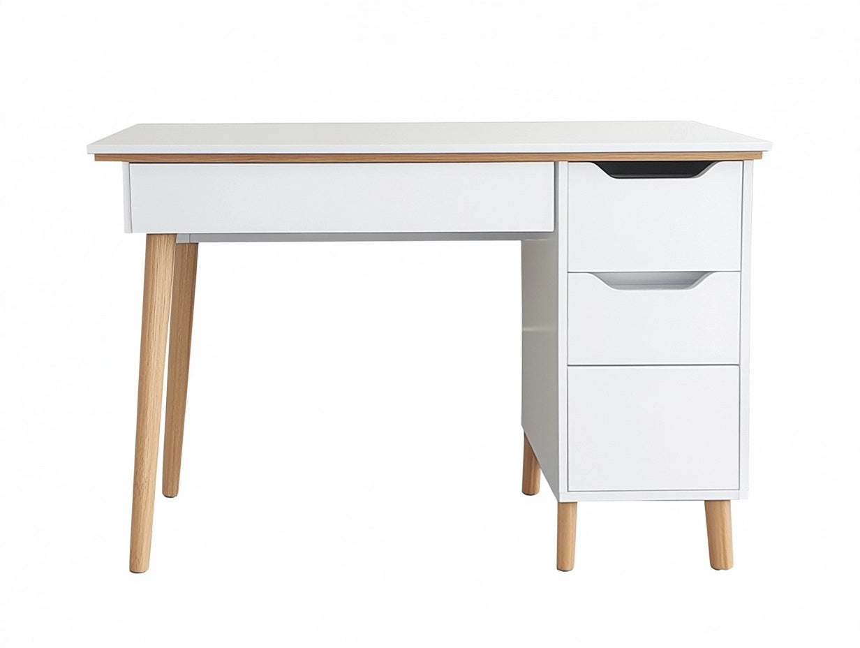 Escritorio Blanco Madera MDF/Pino con Cajones 120x55x75 cm