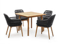 Juego de Comedor Exterior 5 piezas Madera de Acacia Aluminio Cuerda Negro/Natural 90x90x75 cm