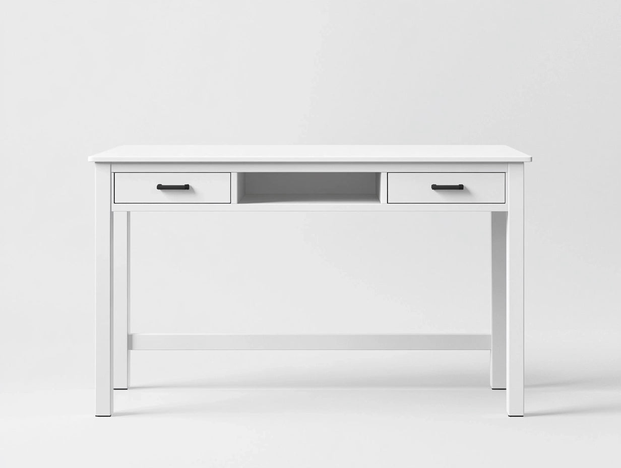 Escritorio de madera blanca con 2 cajones y espacio de almacenamiento 120x60x75 cm